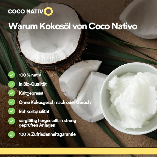 Bio Kokosöl CocoNativo - 1000mL (1L) - Bio Kokosfett, Kokosnussöl, Premium, Nativ, Kaltgepresst, Rohkostqualität, Rein - Image 18